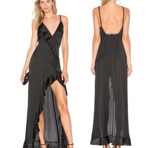 NWT 🏷️ For Love and Lemons Isabella Ruffled Black Maxi Dress
